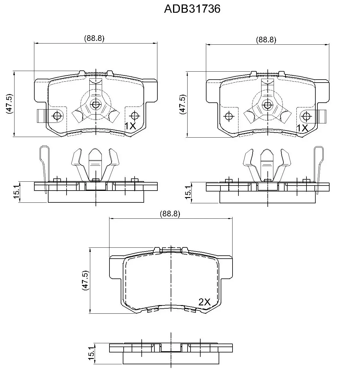 Тормозные колодки дисковые, комплект ALLIED NIPPON J6X 3HB 1420939202 ADB31736