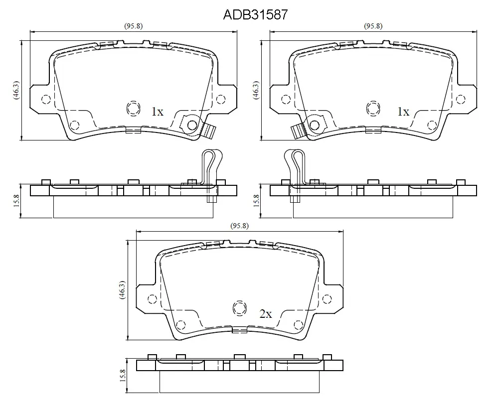 Тормозные колодки дисковые, комплект ALLIED NIPPON ADB31587 6KL 6MM 1420937614