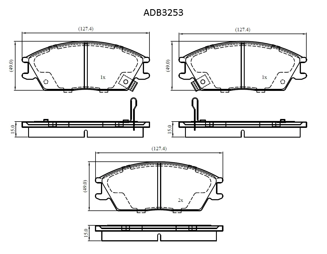 Тормозные колодки дисковые, комплект ALLIED NIPPON ADB3253 1441279814 6XQAAH S