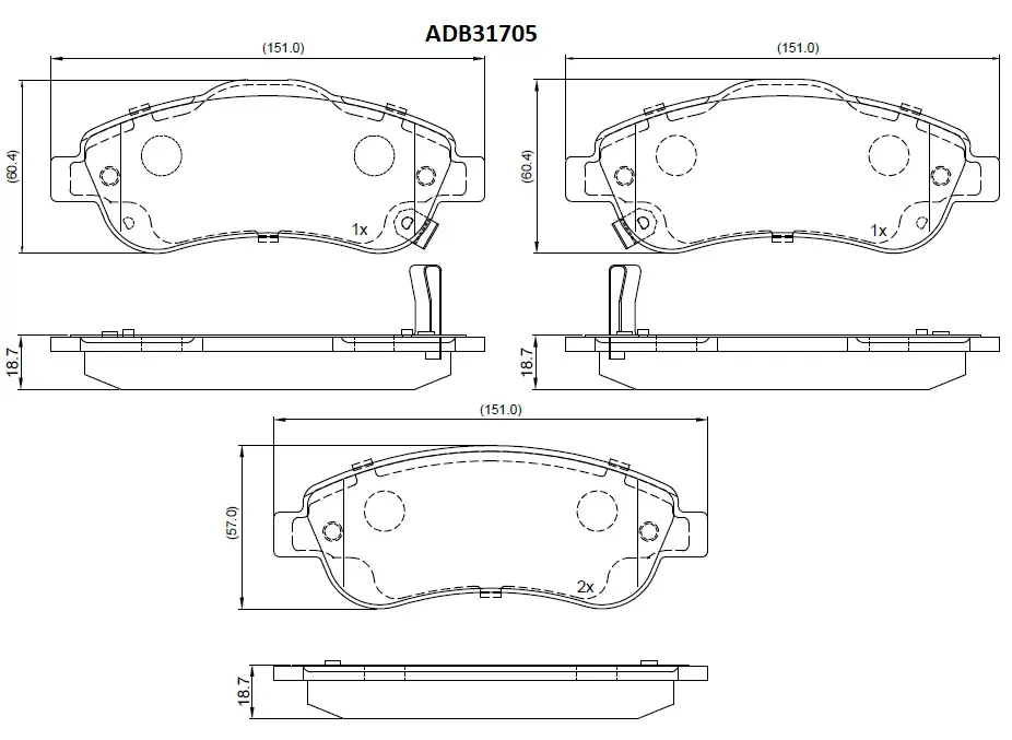 Тормозные колодки дисковые, комплект ALLIED NIPPON 1441279832 D1 AO5 ADB31705