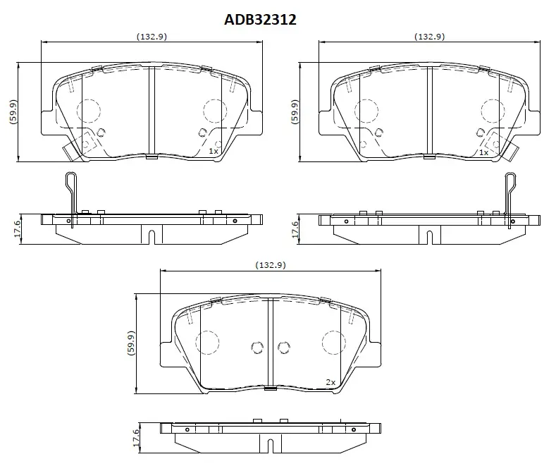 Тормозные колодки дисковые, комплект ALLIED NIPPON ADB32312 1441279840 LPTV E