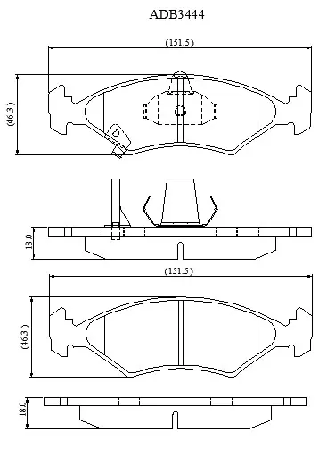 Тормозные колодки дисковые, комплект ALLIED NIPPON 1441279843 3SISFH O ADB3444