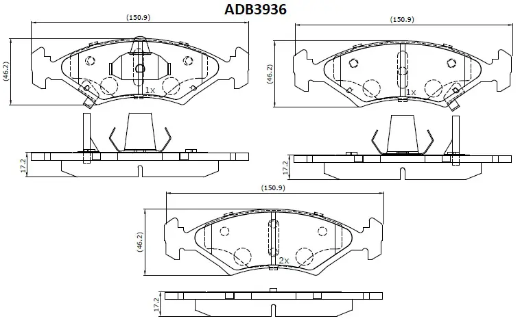 Тормозные колодки дисковые, комплект ALLIED NIPPON 1441279844 Y7T KS ADB3936