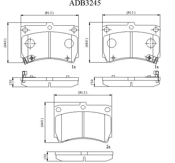 Тормозные колодки дисковые, комплект ALLIED NIPPON C3 E02L 1441279847 ADB3245