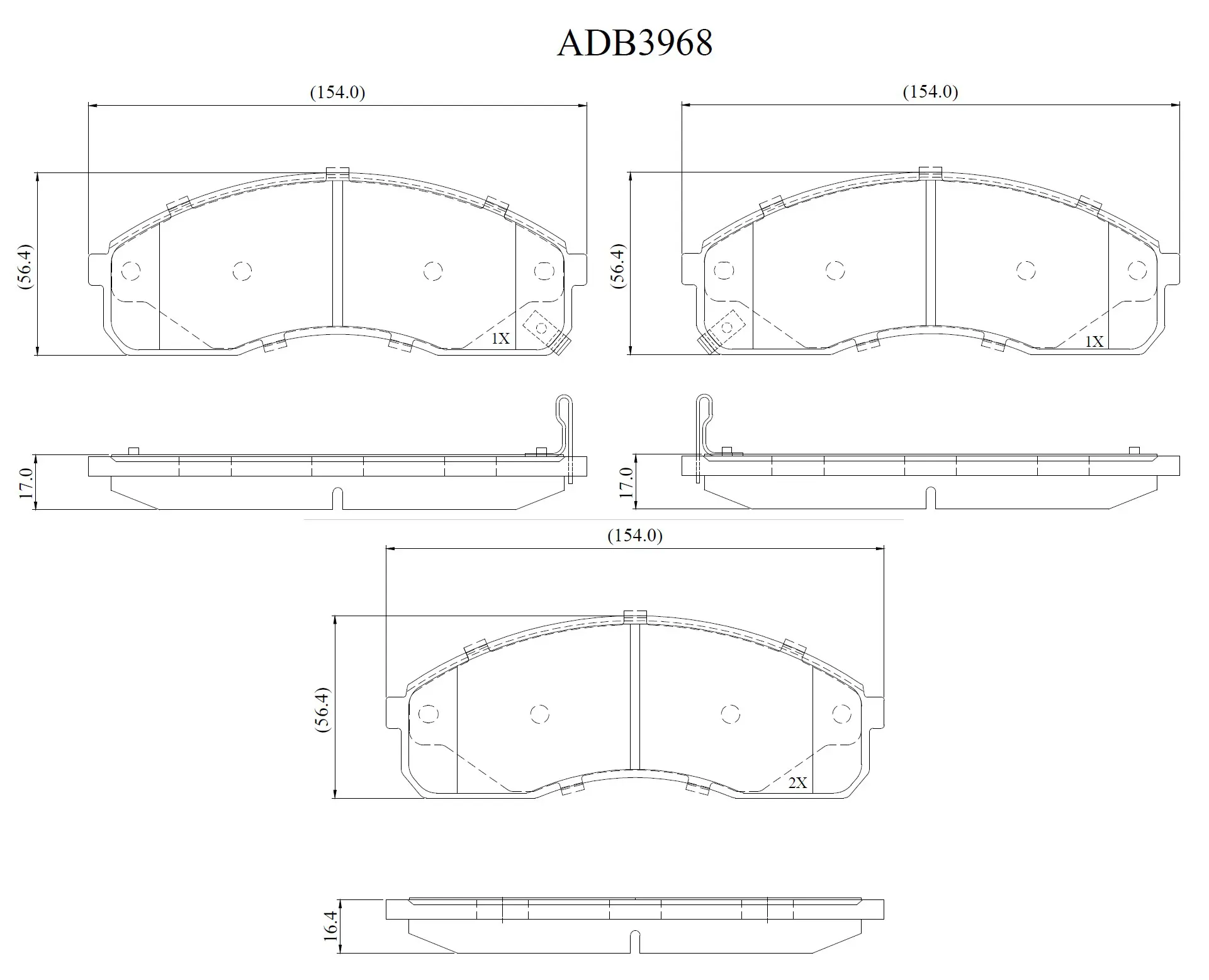 Тормозные колодки дисковые, комплект ALLIED NIPPON 1441279854 POOA J ADB3968