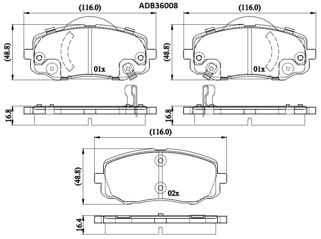 Тормозные колодки дисковые, комплект ALLIED NIPPON 36 1WV 1441279867 ADB36008