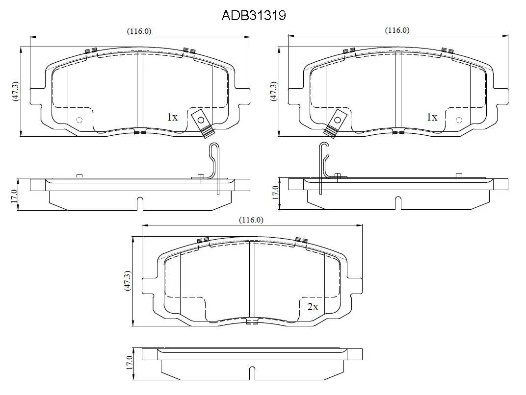 Тормозные колодки дисковые, комплект ALLIED NIPPON KG53 KM ADB31319 1441279868