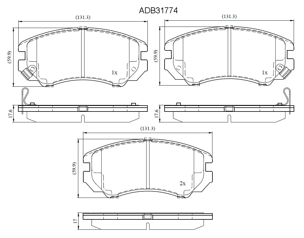 Тормозные колодки дисковые, комплект ALLIED NIPPON ADB31774 1441279870 XW 1VMT0 изображение 0