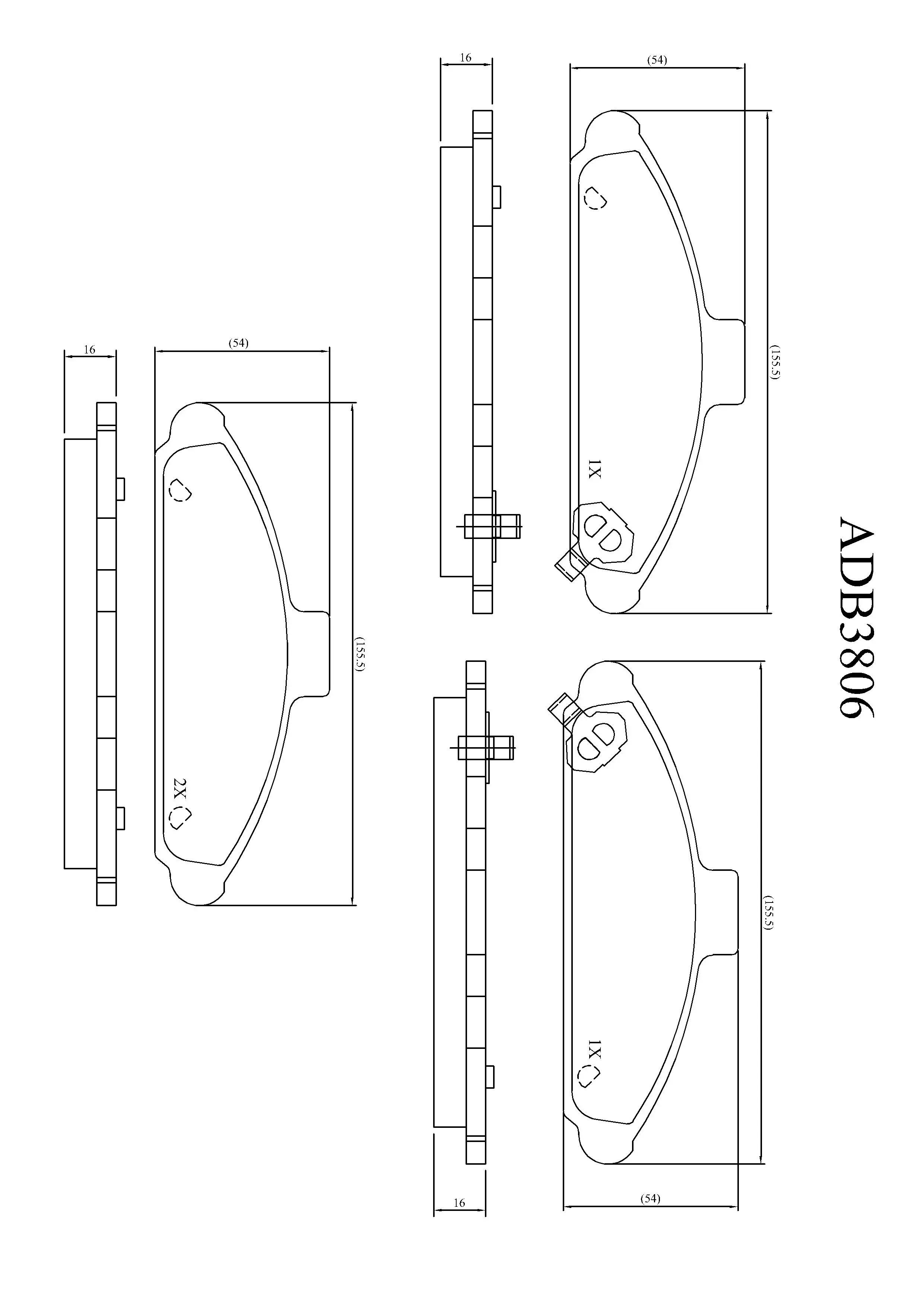 Тормозные колодки дисковые, комплект ALLIED NIPPON 1441279879 ADB3806 2 3T1V
