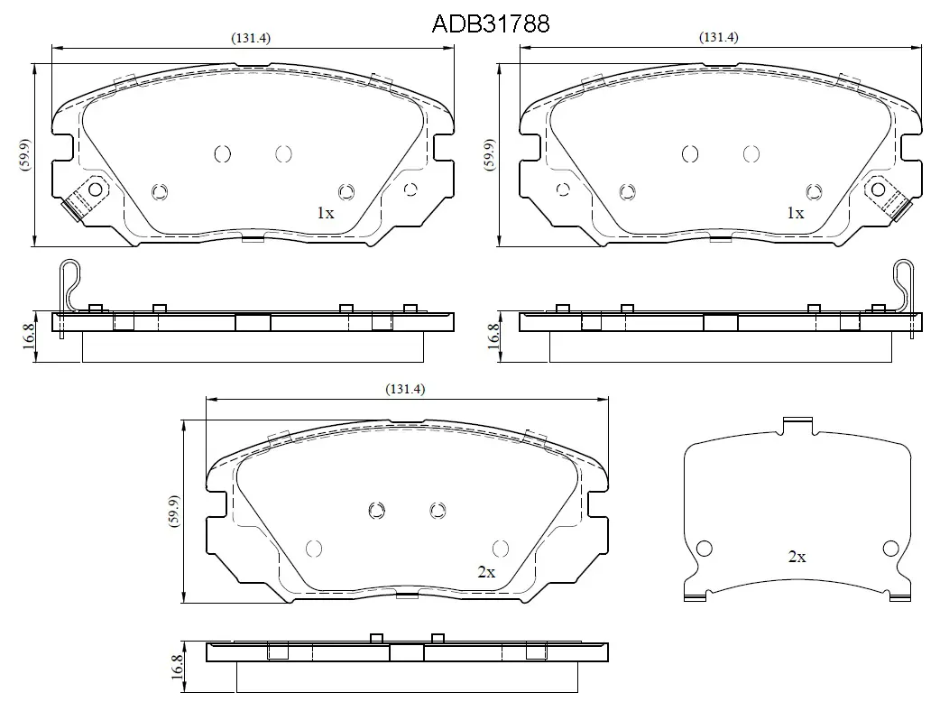 Тормозные колодки дисковые, комплект ALLIED NIPPON 1441279880 8Y2V AY ADB31788