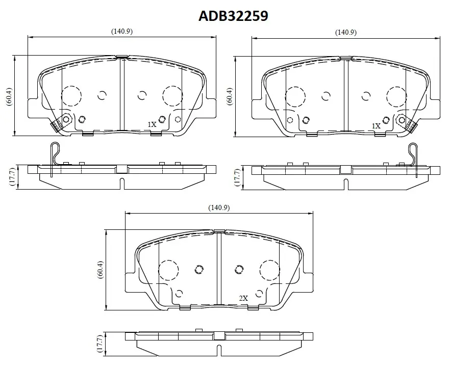 Тормозные колодки дисковые, комплект ALLIED NIPPON 1441279881 QY86 E1 ADB32259