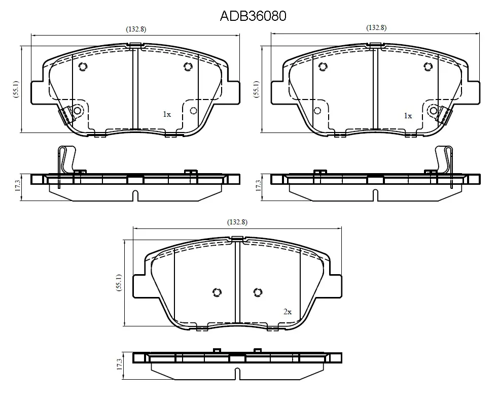 Тормозные колодки дисковые, комплект ALLIED NIPPON U0QK 7 1441279882 ADB36080