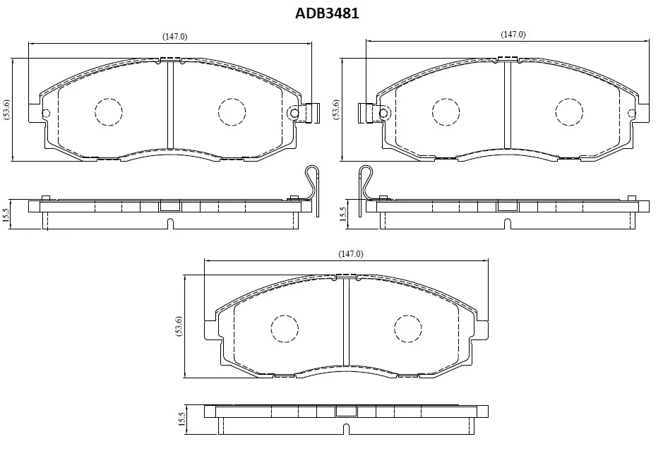 Тормозные колодки дисковые, комплект ALLIED NIPPON ADB3481 8X90W U 1441279886