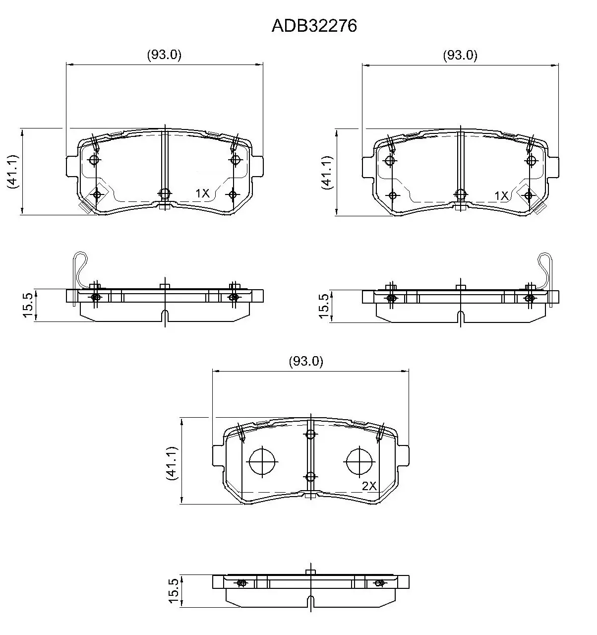 Тормозные колодки дисковые, комплект ALLIED NIPPON ADB32276 KJP 5Q 1441279901