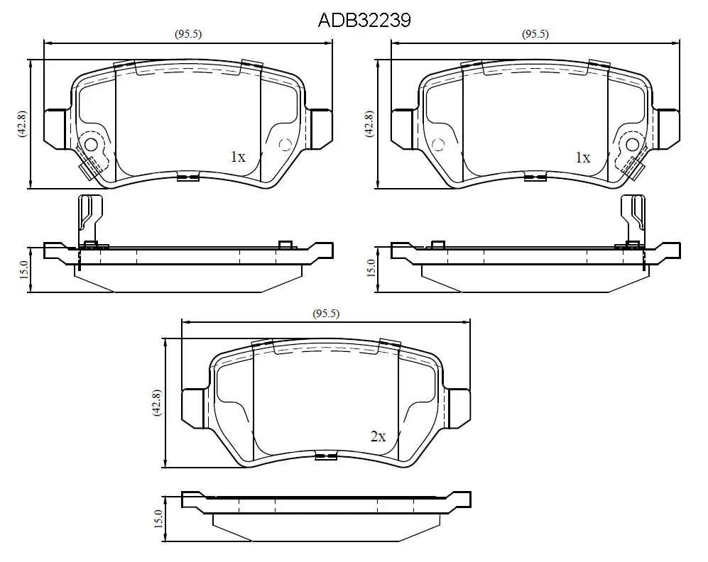 Тормозные колодки дисковые, комплект ALLIED NIPPON ADB32239 ZRZF 64A 1441279902