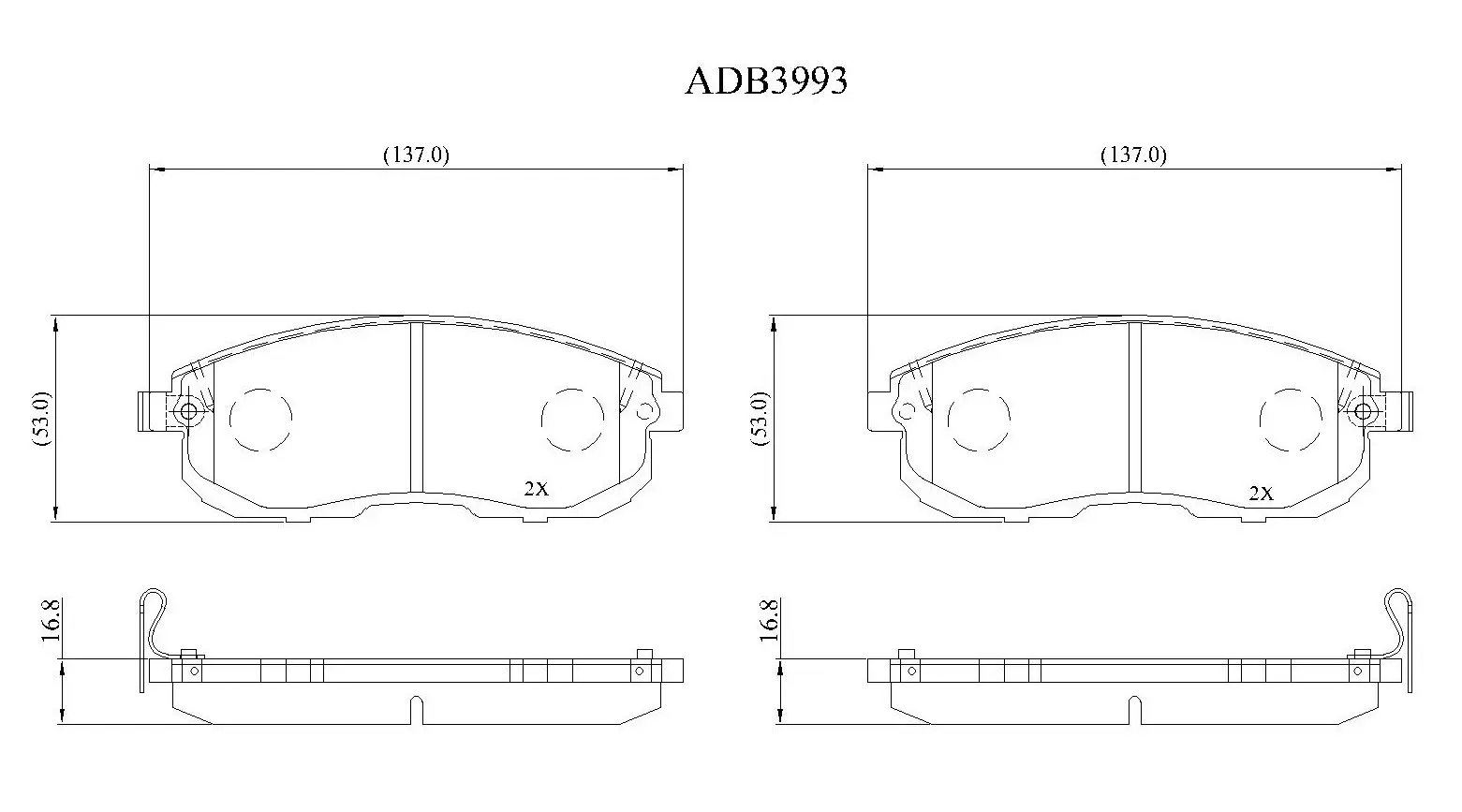 Тормозные колодки дисковые, комплект ALLIED NIPPON 1422913641 ADB3993 HARM TF