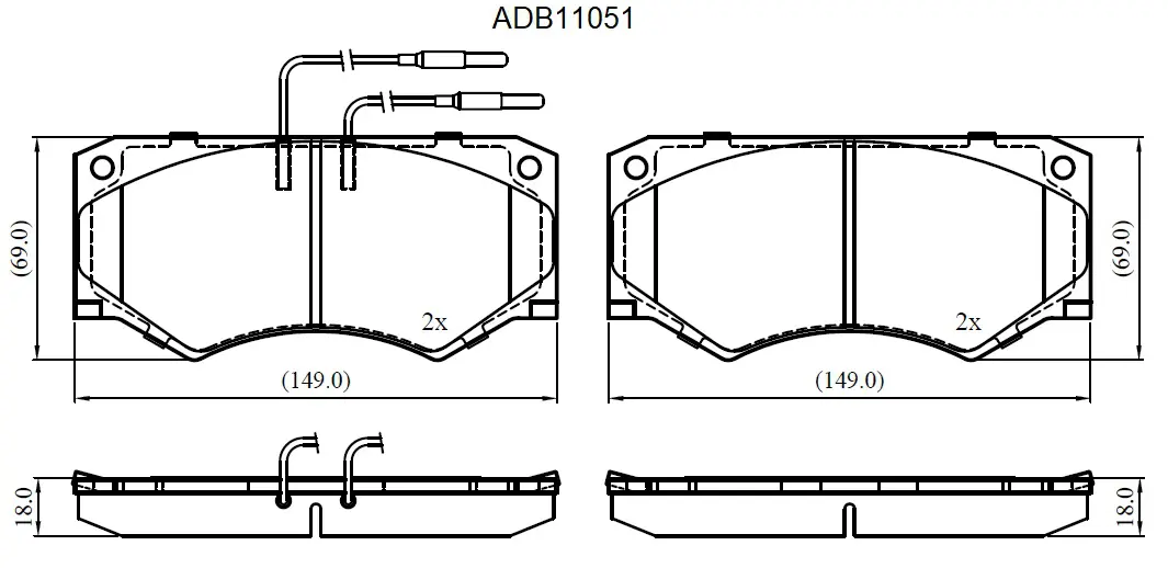 Тормозные колодки дисковые, комплект ALLIED NIPPON ADB11051 4AX 9B 1441279946 изображение 0