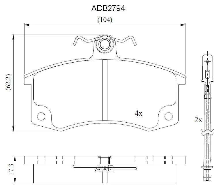 Тормозные колодки дисковые, комплект ALLIED NIPPON ADB2794 UF Q7W 1422913246