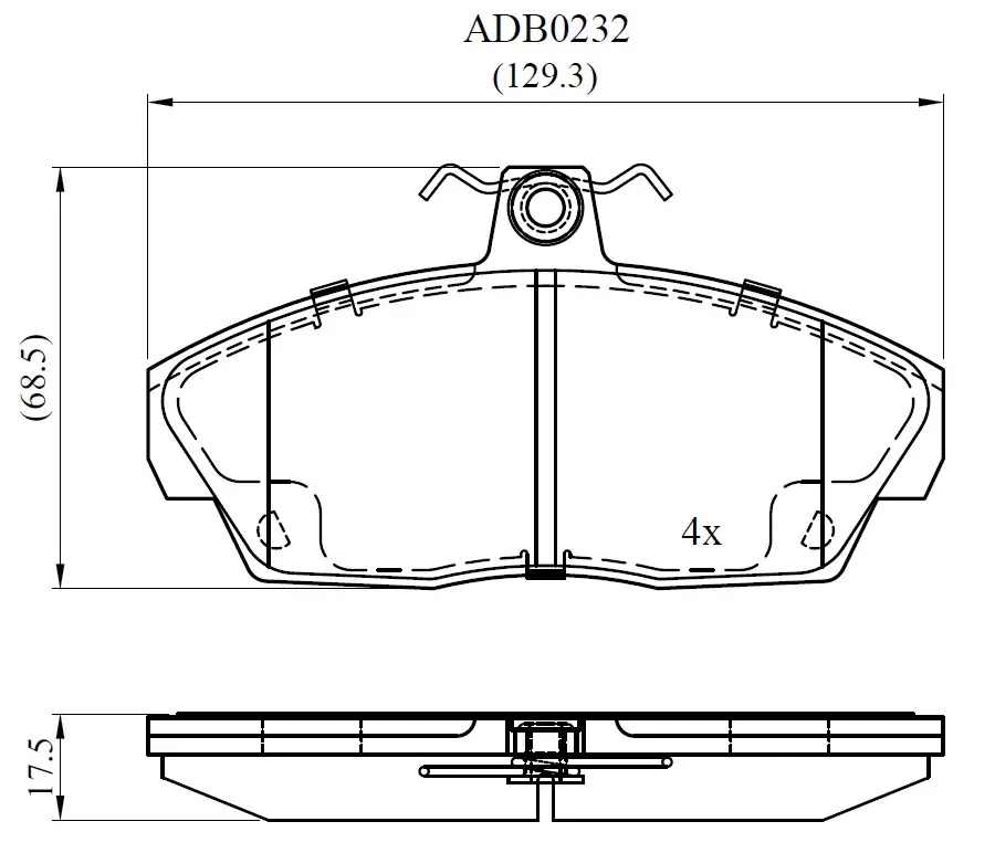 Тормозные колодки дисковые, комплект ALLIED NIPPON GZX4FJ 2 1441280052 ADB0232