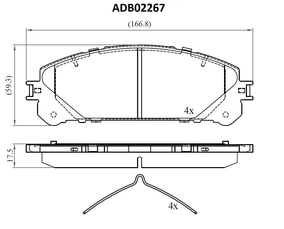 Тормозные колодки дисковые, комплект ALLIED NIPPON ADB02267 1441280056 S1P2E W