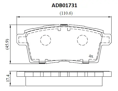 Тормозные колодки дисковые, комплект ALLIED NIPPON ADB01731 DMY0 H1 1420936876