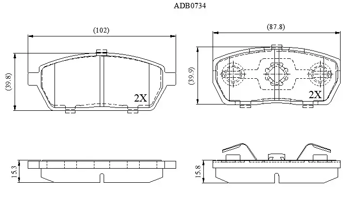 Тормозные колодки дисковые, комплект ALLIED NIPPON 1441280077 ADB0734 JFDD 5
