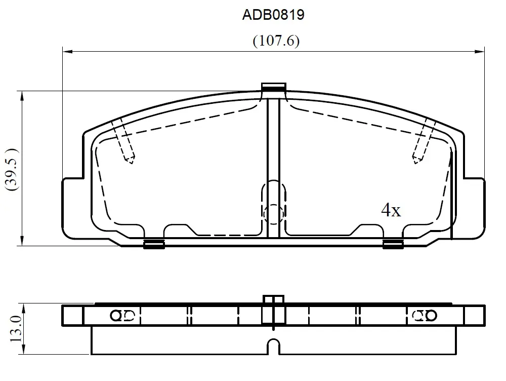 Тормозные колодки дисковые, комплект ALLIED NIPPON ADB0819 U6 P3I 1420936453 изображение 0