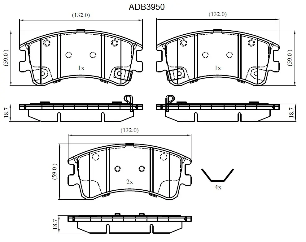 Тормозные колодки дисковые, комплект ALLIED NIPPON 1420936754 Q8CHE BF ADB3950 изображение 0