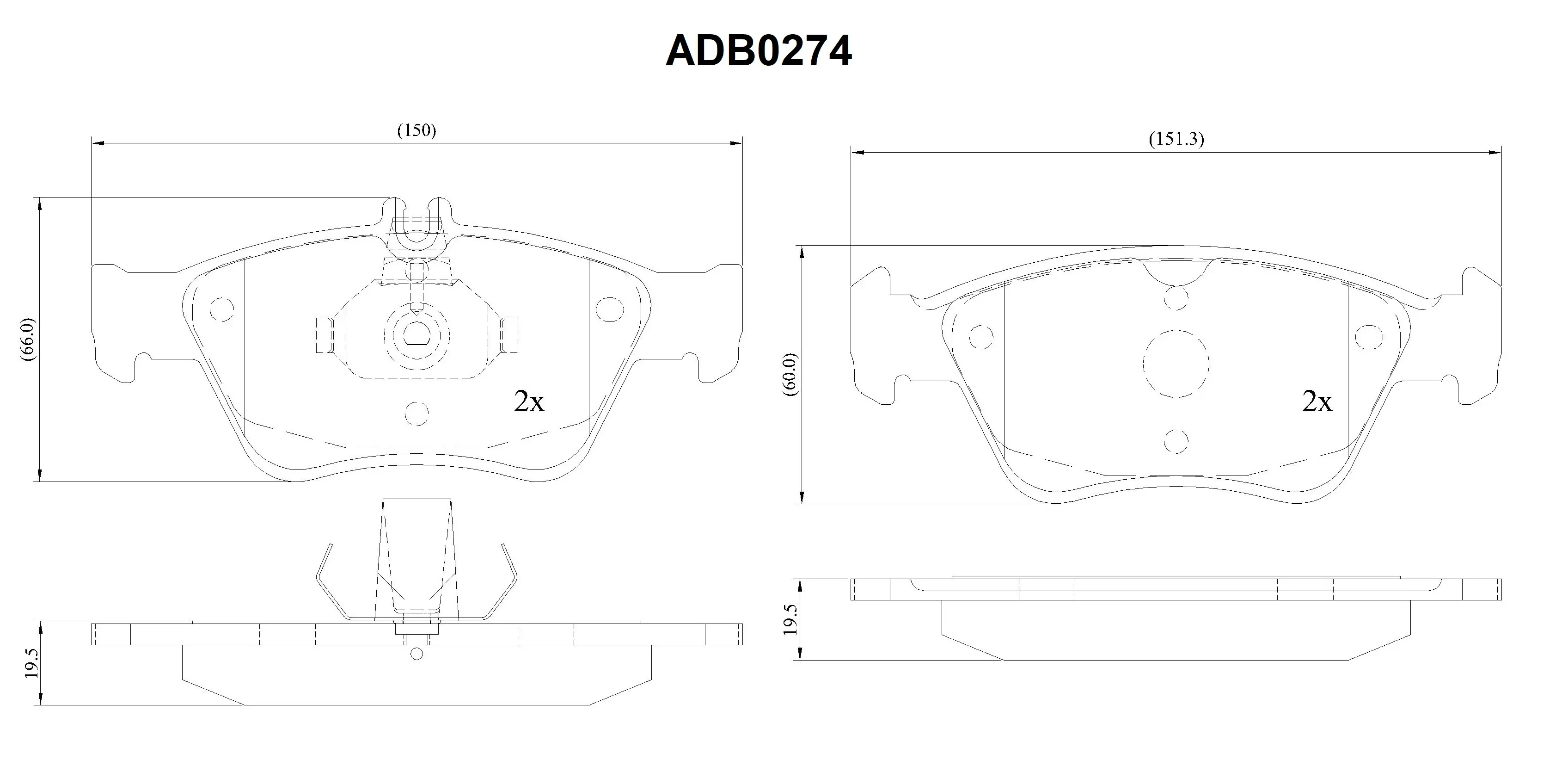 Тормозные колодки дисковые, комплект ALLIED NIPPON ADB0274 1441280156 VB QR9VZ изображение 0