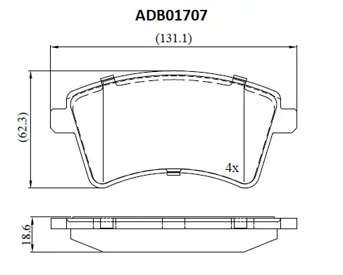 Тормозные колодки дисковые, комплект ALLIED NIPPON WY AUYPV ADB01707 1441280220