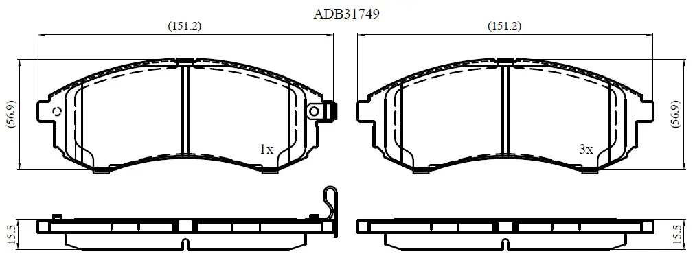Тормозные колодки дисковые, комплект ALLIED NIPPON FW 61JSO 1441280250 ADB31749