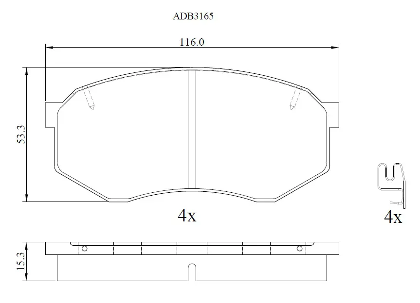 Тормозные колодки дисковые, комплект ALLIED NIPPON ADB3165 1441280260 0 XV6N02