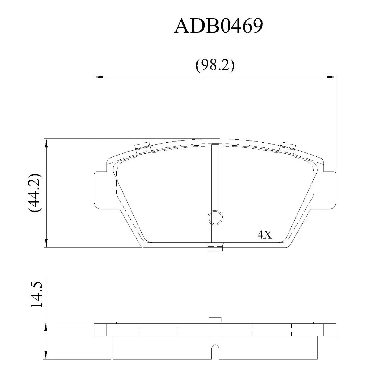 Тормозные колодки дисковые, комплект ALLIED NIPPON 9R FBO 1441280263 ADB0469