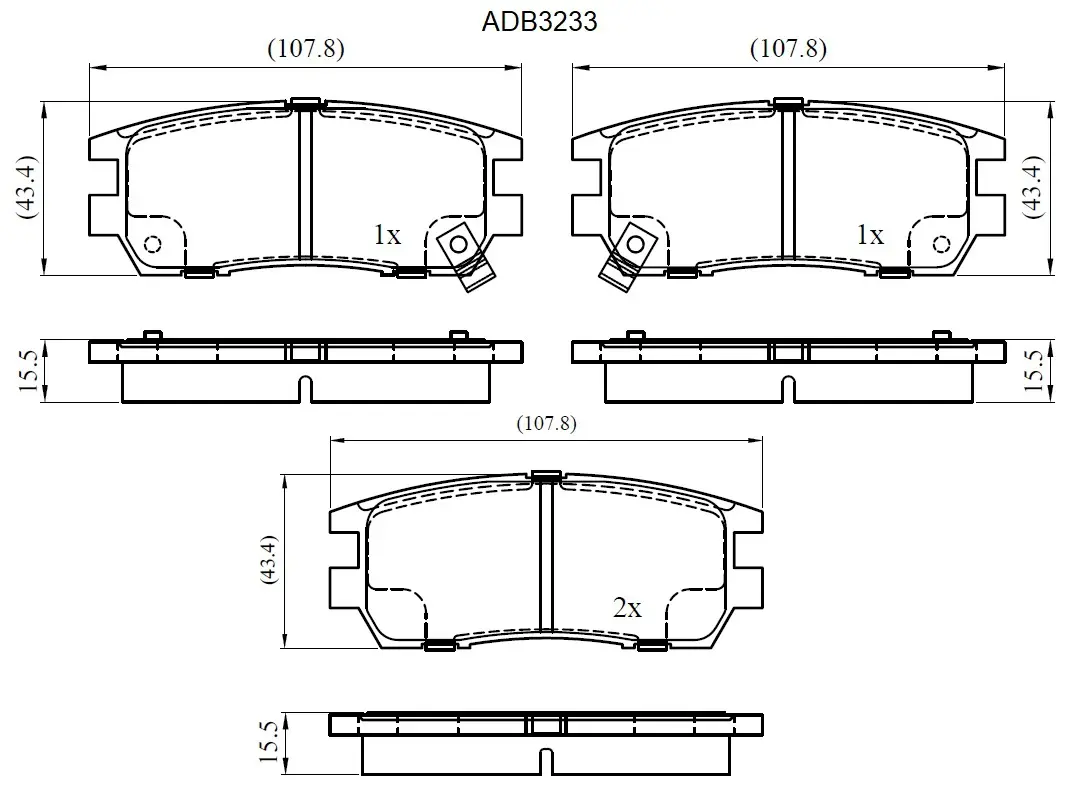 Тормозные колодки дисковые, комплект ALLIED NIPPON ADB3233 1420937902 NNGPL 03