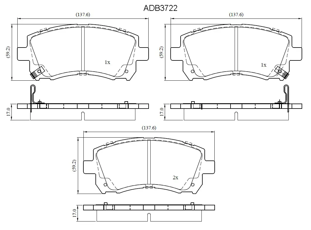 Тормозные колодки дисковые, комплект ALLIED NIPPON 1420938379 ADB3722 STR 9Z