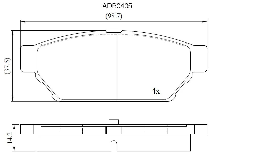 Тормозные колодки дисковые, комплект ALLIED NIPPON ADB0405 3 KFP2 1441280275
