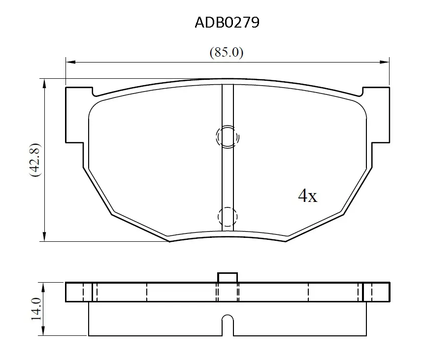 Тормозные колодки дисковые, комплект ALLIED NIPPON ADB0279 1441280282 F5 USW