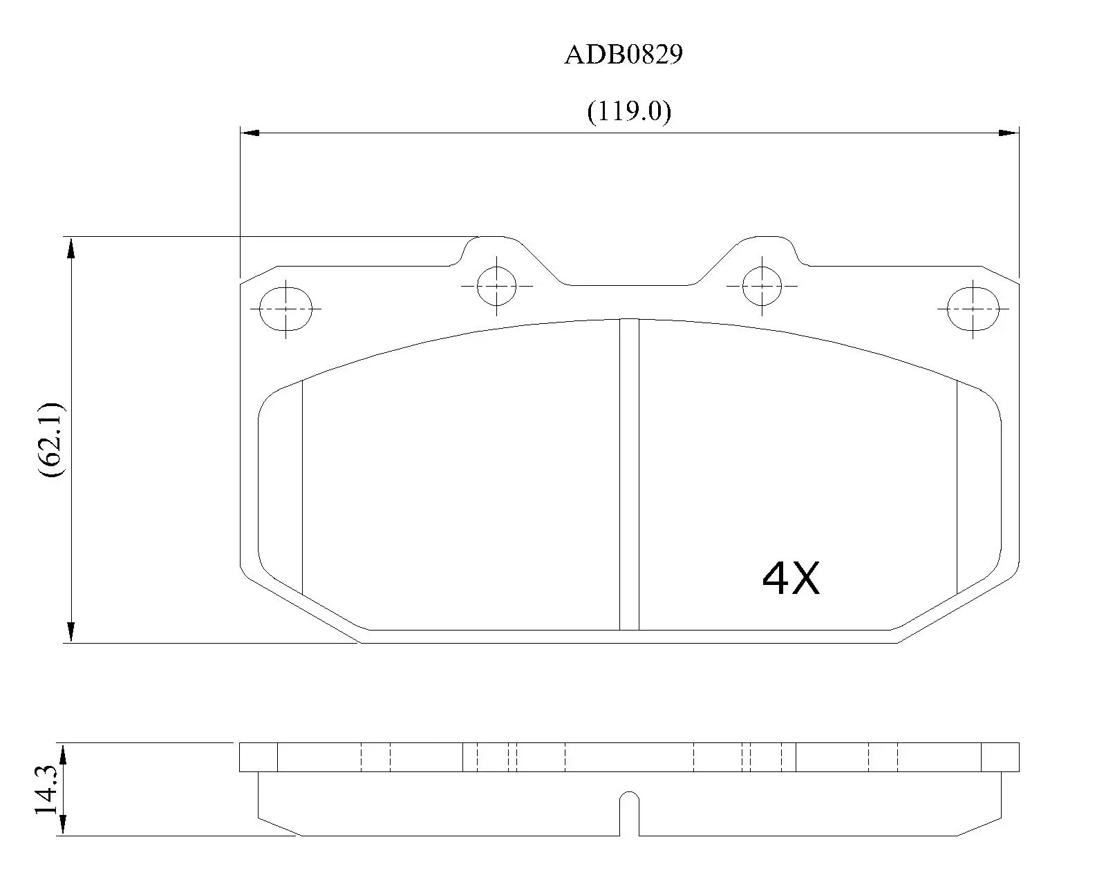 Тормозные колодки дисковые, комплект ALLIED NIPPON ADB0829 G0TJ 1S 1441280318
