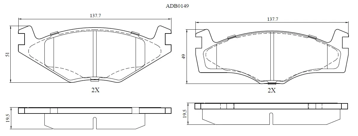 Тормозные колодки дисковые, комплект ALLIED NIPPON BZU H8X2 1441280340 ADB0149 изображение 0