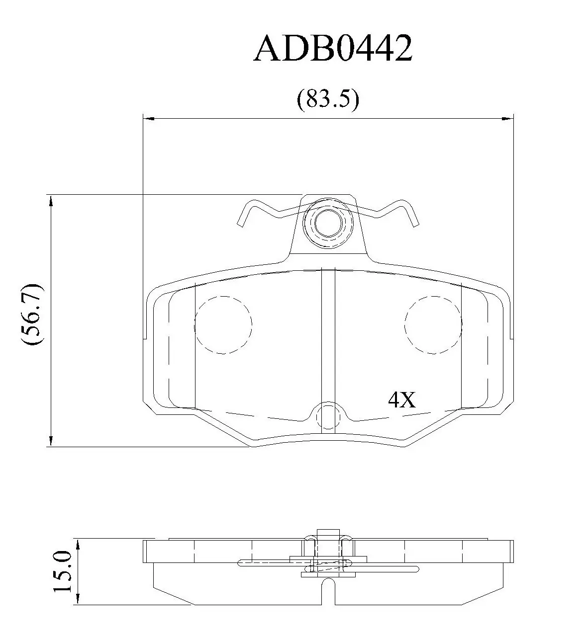 Тормозные колодки дисковые, комплект ALLIED NIPPON ADB0442 1422913633 U7D EPA