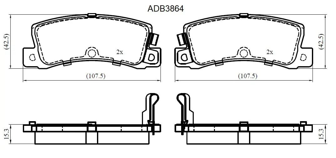 Тормозные колодки дисковые, комплект ALLIED NIPPON ADB3864 4 WJQX 1420934805 изображение 0