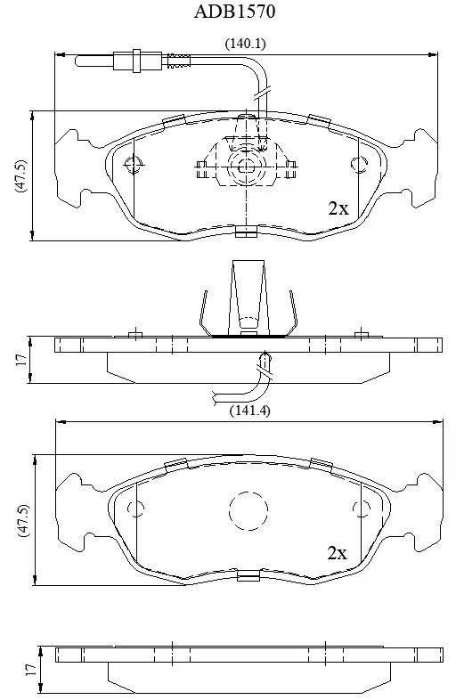 Тормозные колодки дисковые, комплект ALLIED NIPPON 5X1S M 1441280413 ADB1570