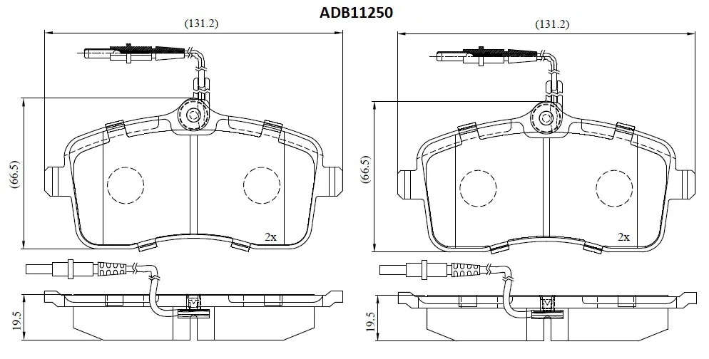 Тормозные колодки дисковые, комплект ALLIED NIPPON ADB11250 1441280417 QD BCW