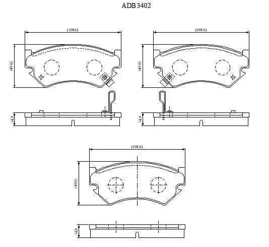 Тормозные колодки дисковые, комплект ALLIED NIPPON ADB3402 VQS 3F 1441280473