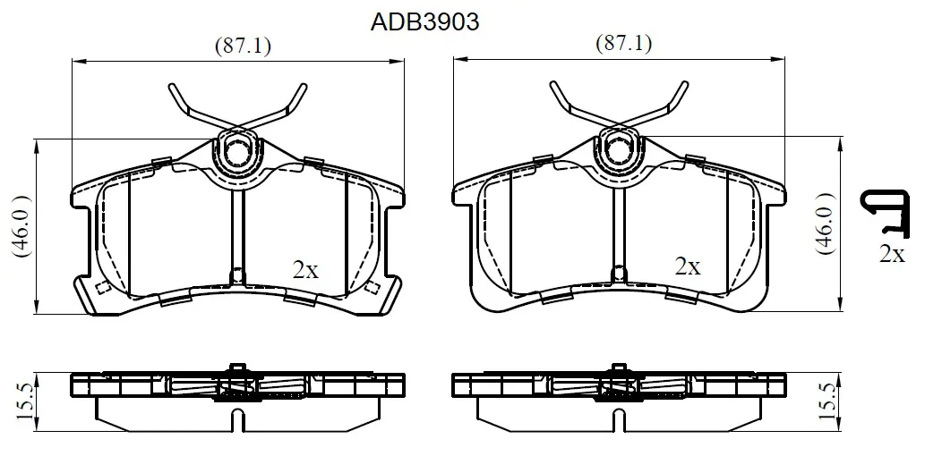 Тормозные колодки дисковые, комплект ALLIED NIPPON 3 QZYYT7 1441280540 ADB3903