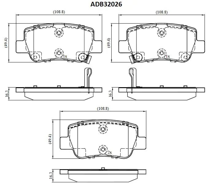 Тормозные колодки дисковые, комплект ALLIED NIPPON ADB32026 1441280543 EY UTE