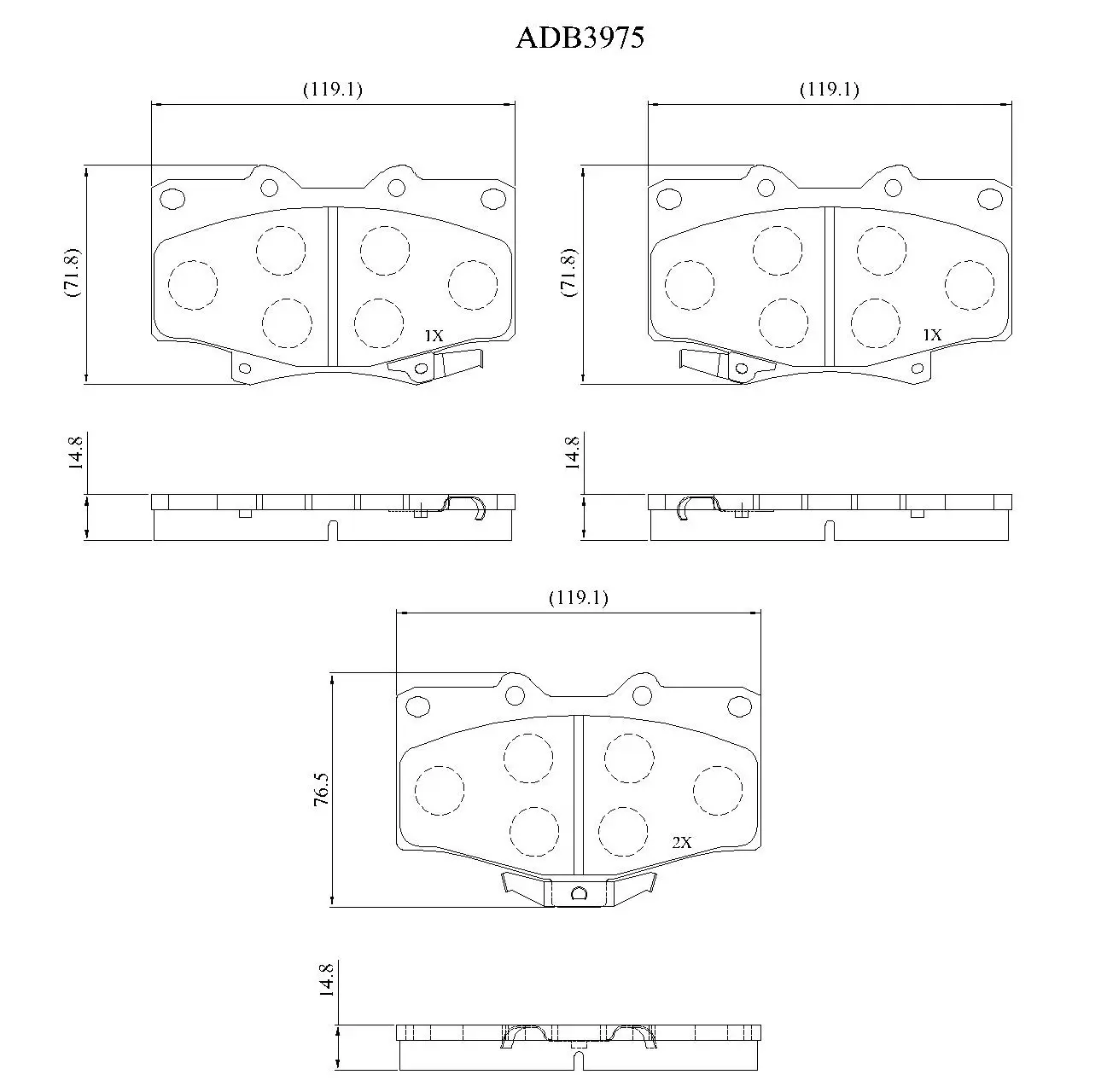 Тормозные колодки дисковые, комплект ALLIED NIPPON C57D9E U ADB3975 1441280550