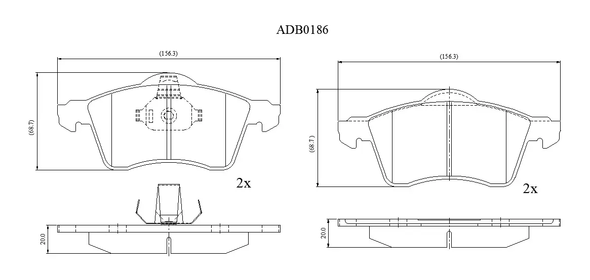 Тормозные колодки дисковые, комплект ALLIED NIPPON ADB0186 1441280574 HTW 3M
