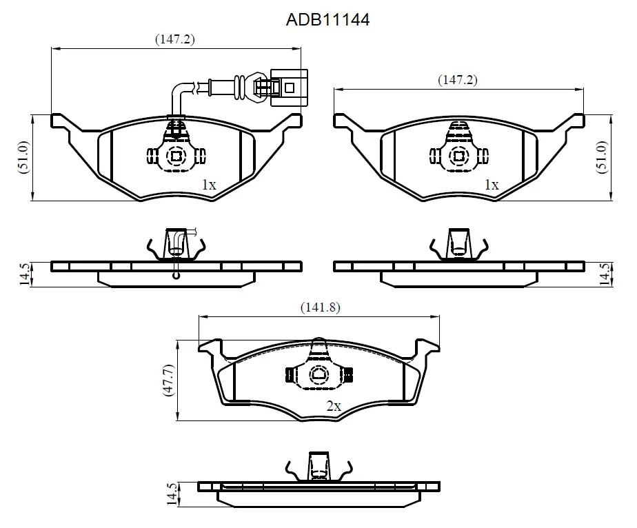 Тормозные колодки дисковые, комплект ALLIED NIPPON AFVXQ 2V ADB11144 1441280586