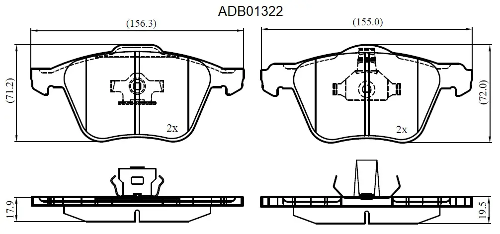 Тормозные колодки дисковые, комплект ALLIED NIPPON 1441280595 K2JI1 W ADB01322